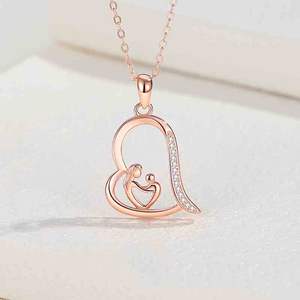 Regalos personalizados <span class=keywords><strong>para</strong></span> el día de la madre, collar, joyería, Plata de Ley 925, chapado en oro rosa, cromo, corazón, abrazo, collar, colgante - Product Image 5