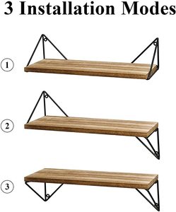 Estante de madera flotante para el hogar, estantería de montaje en pared personalizable para sala de estar, dormitorio, 3 piezas - Product Image 4