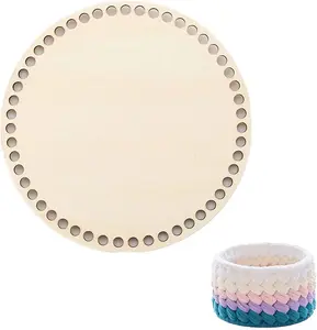5 dimensioni in legno naturale cerchio rotondo cerchio bianco Crochet cesto Base di legno per la tessitura fai da te Crochet fornitore