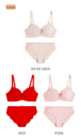 Ensemble de lingerie florale en dentelle pour femme, soutien-gorge push-up à armatures et culotte, bonnet 3/4, ensemble intime respirant et assorti