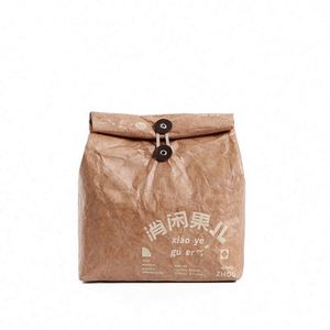 Custom Printed Logo Waterproof <b>Tyvek</b> DuPont <b>Paper</b> Bag Retro Recycled Insulated Lunch Bag Travel Picnic Kraft Cooler Bag - Product Image 2