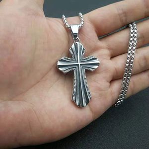 Collier pendentif croix en acier inoxydable unisexe, bijoux religieux, cadeau, pendentifs de mode, breloques, design thématique - Product Image 5