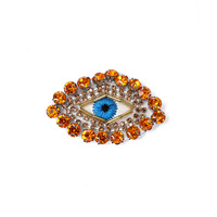 Patchs décoratifs 3D faits main en feutre non tissé en forme d'œil maléfique à coudre, avec strass en plastique multicolores, accessoires pour chapeaux
