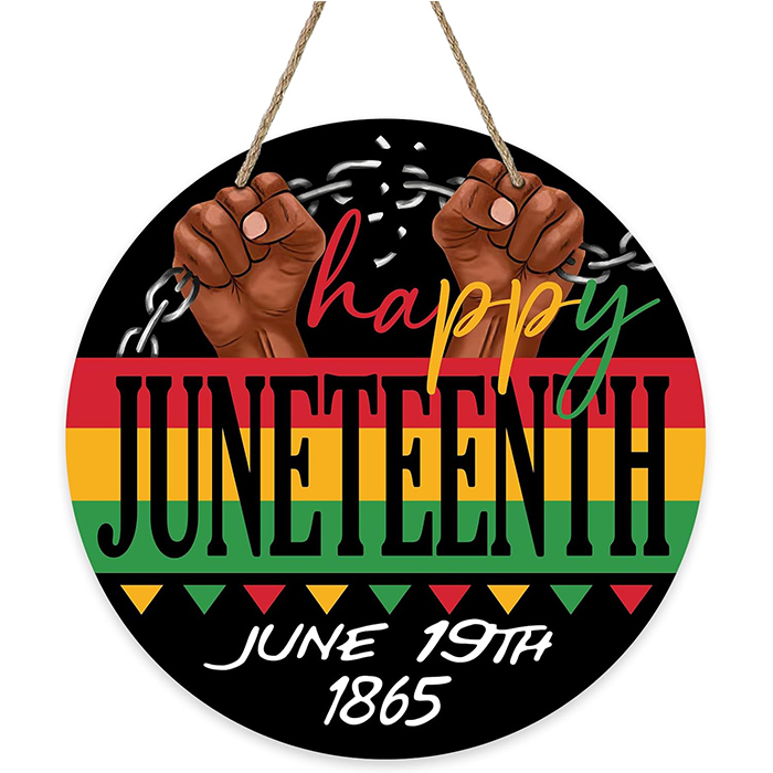 June 19th 1865 Independence Day African Black History Flag Indoor Outdoor Round Door Sign 12 Inch for African American Festival