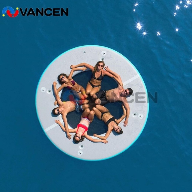 Luxury Platform Docks Inflatable Water Mats 10ft Inflatable Floating Dock for Beach/Lake/Pool Include Hand Pump