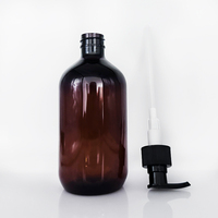 Grosir 100ml 250ml 450ml 8oz 16oz botol sampo plastik Cuci tangan Losion kosmetik Amber bulat kosong dengan Pompa