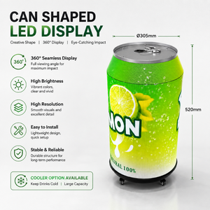 Affichage LED en forme de boîte 407 mm x Ø555 mm 520 mm x Ø305 mm 360 °   Affichage numérique haute résolution sans soudure pour la publicité en magasin de détail - Product Image 1