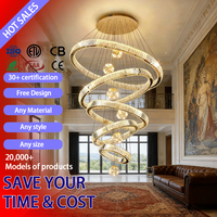 DUOMEIJU Nouveau design Décoration intérieure Maison Bureau Hôtel Villa Centre commercial Escalier Grand Lustre LED de luxe personnalisé en cristal doré réglable