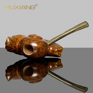 Muxiang Wood Smoking Pipe Solid Burl 3mm Filter Retro Style Tobacco Pipe Gift - Product Image 3