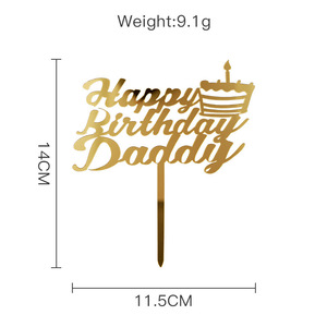 Adorno Metálico Dorado para Pastel de Feliz Cumpleaños para Papá, Decoración para Baby Shower, Boda, Navidad, Graduación, Adorno Acrílico para Cupcakes - Product Image 6