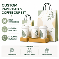 Ensemble d'emballages personnalisés pour café - Sac en papier kraft et gobelet à café jetable avec impression de logo