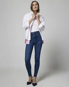 Blue High Waisted Bum Sculpt Skinny Jeans For Women