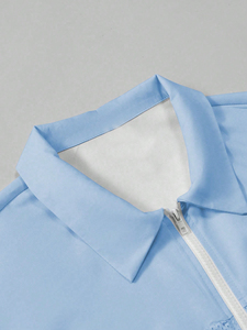 Maillot de football en maille bleu clair pour hommes, manches courtes, fermeture éclair sur le devant, numéro 33, vêtements d'équipe respirants, vêtements de sport d'été - Product Image 3