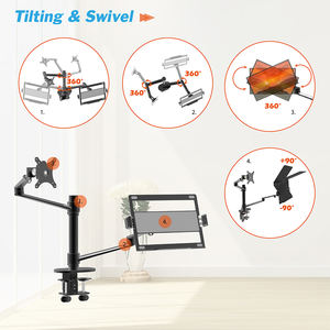 Support de moniteur double rotatif à <span class=keywords><strong>360</strong></span> degrés universel Charmount, support de moniteur de <span class=keywords><strong>bureau</strong></span>, <span class=keywords><strong>plateau</strong></span> pour ordinateur portable - Product Image 4