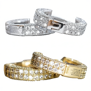 Bracciali a Polsino Allstarlifetogo in Argento 925 Placcato Oro 18K con Cristalli e Strass, Gioielli Unisex di Lusso per Feste - Product Image 1