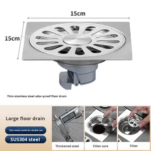 OEM Bathroom Stainless Steel Modern Simple Anti-Odor Deodorizing Filter Square Floor Drain - Product Image 6