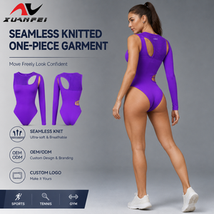 Combinaison de sport à une <span class=keywords><strong>manche</strong></span> avec logo personnalisé, empiècement en mesh, découpe échancrée à l'épaule et extensibilité quadridirectionnelle pour l'entraînement en salle de sport des femmes - Product Image 1