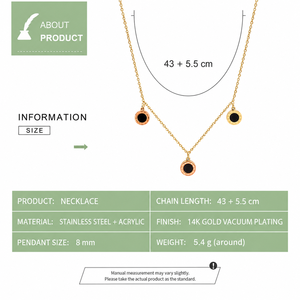 สร้อยคออะคริลิคสเตนเลสสตีล ชุบทอง 14K ด้วยระบบสุญญากาศ สายยาว 43+5.5 ซม. จี้ขนาด 8 มม. - Product Image 3