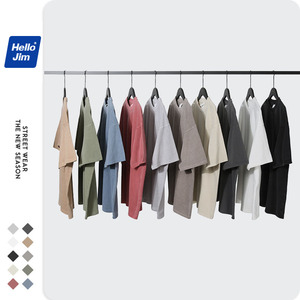 Vente en gros 250g T-shirt unisexe uni 100% coton à épaules tombantes Streetwear coupe ample multicolore pour hommes basique surdimensionné pour hommes - Product Image 5