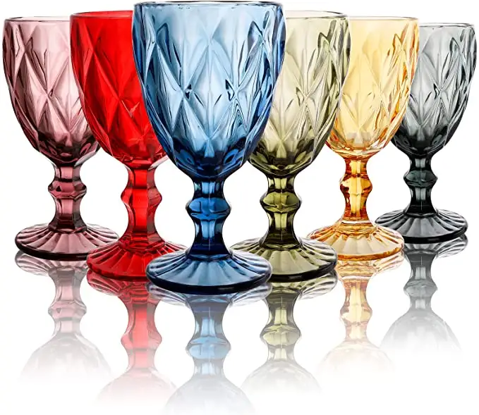 Набор бокалов, Цветной Бокал для вина/тисненый узор, плотный стебель, однотонный модный бокал для вина цвета шампанского, бокал