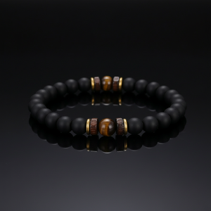 Perles de 8 mm en jaspe naturel, pierre précieuse, avec entretoise en alliage de cuivre doré et bois, pour la somnifération et l'aide au sommeil, perles lâches pour bracelets pour hommes - Product Image 3