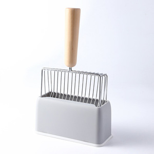 Kinghon Metal Shovel Set with Wooden Handle Plastic Base Pet <b>Litter</b> Scoops Poop Cleaning Tools for <b>Cat</b> <b>Litter</b> Scraping - Product Image 5