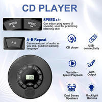 Reproductor de CD Portátil con Altavoces Estéreo Dobles, Reproducción de Velocidad Variable y Repetición A-B