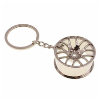 Porte-clés mini en alliage de zinc massif, motif HuiSui, pièce automobile, jante métallique, roue, nouveauté