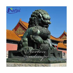 Toptan ucuz fiyat açık kapısı giriş bakır bronz pirinç anakara çin güney Fu Foo köpek aslan heykelleri heykel satış - Product Image 6