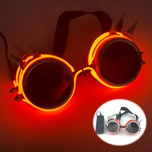 Hot <span class=keywords><strong>Neon</strong></span> Flashing Steampunk Goggles Luminous Cyberpunk <span class=keywords><strong>Gafas</strong></span> <span class=keywords><strong>de</strong></span> luz LED Estilo chino Navidad DJ Cosplay Suministros <span class=keywords><strong>de</strong></span> Halloween - Product Image 2