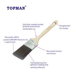 Untuk Topman 406 #2 inci Sash Cutter padat Tapered filamen kayu keras pegangan panjang DIY kuas cat untuk memoles dinding lukisan kayu - Product Image 3