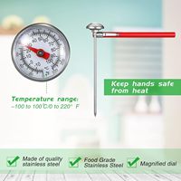 Accessoires SEB : Lot de 6 thermomètres à tige longue de 5 pouces et cadran de 1 pouce pour lait, aliments, four, viande et grillades