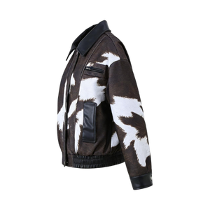 เสื้อแจ็คเก็ตบอมเบอร์สั้<span class=keywords><strong>น</strong></span>แบบมีซิป หนัง PU ลายวัว สไตล์อเมริกั<span class=keywords><strong>น</strong></span>แนวสตรีท ดีไซ<span class=keywords><strong>น</strong></span>์ใหม่สำหรับฤดูใบไม้ร่วง สำหรับผู้หญิง - Product Image 6