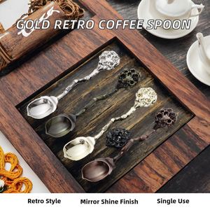ช้อนคนกาแฟสแตนเลสสตีลสีทองดีไซน์วินเทจขายส่ง สำหรับงานปาร์ตี้ ของหวาน เค้กผลไม้ ไอศกรีม - Product Image 2