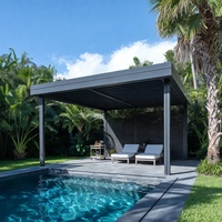 Gazebo de plage en aluminium avec éclairage LED - Structure extérieure durable, imperméable, résistante au vent, anti-UV, écologique, résistante aux rongeurs et à la décomposition