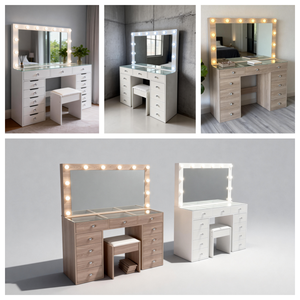 Coiffeuse de chambre moderne et élégante de style américain <span class=keywords><strong>avec</strong></span> miroir éclairé et tiroirs de rangement intégrés, écoresponsable - Product Image 3