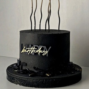 ของตกแต่งเค้กวันเกิดรูปน้ำผึ้งและน้ำตาลหวาน สีดำทอง อะคริลิคแบบเสียบ ตกแต่งเค้กสองชั้น อุปกรณ์จัดงานวันเกิด - Product Image 2