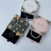 Emballage de bijoux de Noël personnalisé, boîte cadeau festive avec ruban, boîte avec logo personnalisé