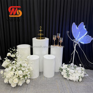 SMOOTH <b>White</b> Ripple Round Cylinder Pedestal <b>Stand</b> Metal <b>Cake</b> Plinths for Wedding Decoration - Product Image 5