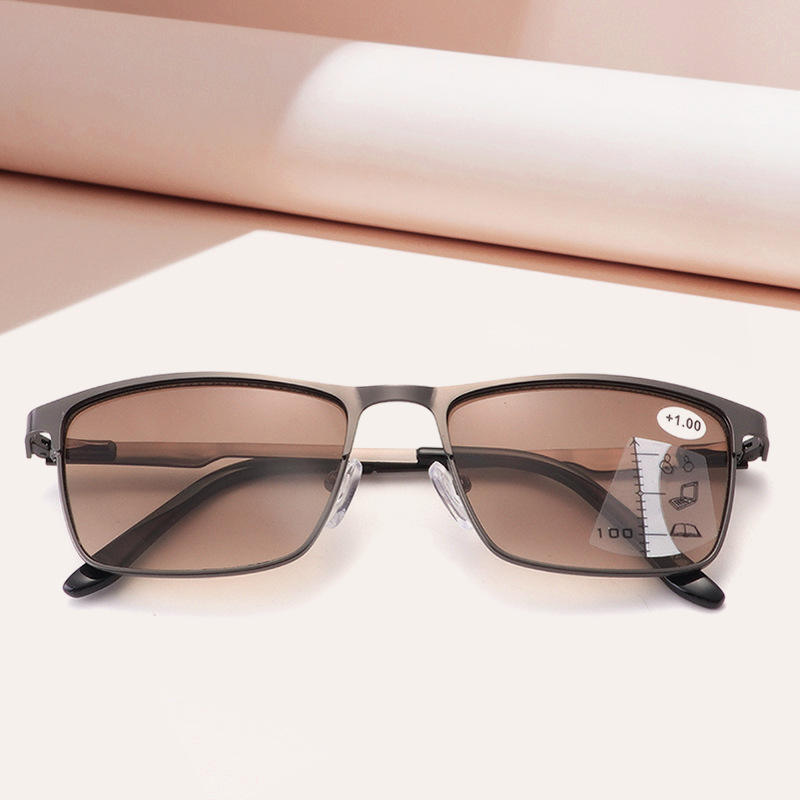 Multi Focus Progressive Sunreader Sun Lens Prescription Metal Sunglasses Women Men Reader Reading Glasses