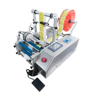 Hone Tabletop Pneumático Semi Automático Plástico Vidro Frasco Ampola Frascos Garrafa Double Side Labeling Machine Para Venda