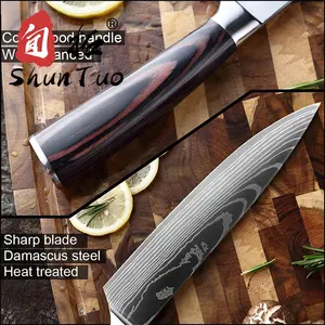 Professional China Colorful German Damascus Stainless Steel Chef Steak Butcher Knife Set Kitchen Knife