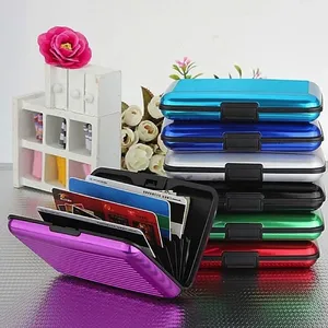 Men's Women's Metal RFID Blocking <b>Card</b> Case Slim Waterproof Name <b>Card</b> <b>Protector</b> Wallet Credit <b>Card</b> Holder Bag Clips Product - Product Image 1