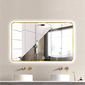 Pexmax矩形浴室镜子发光二极管镜子沙龙金属框智能镜子带发光二极管灯