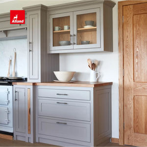 AllandCabinet Custom Luxury America Enmarcado Panel empotrado Diseño de gabinete de cocina con Isla Gabinete de almacenamiento Encimera de madera - Product Image 3