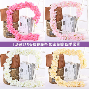 Guirlandes artificielles de fleurs de cerisier en plastique et soie, décoratives et réalistes, pour la maison, la Saint-Valentin, accessoires de photographie - Product Image 3
