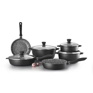 Nhà Máy Trực Tiếp Cung Cấp 10 Cái Die Cast Nhôm Pan Không Dính Fry Pan Soong Sauce Pot PFOA Miễn Phí Vận Cookware Sets