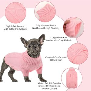 Suéter Grueso de Punto Trenzado para Perro, Cuello Alto, Ropa Premium para Mascotas, Protección contra el Frío para <span class=keywords><strong>Chihuahua</strong></span>, Pug, Dachshund - Product Image 2