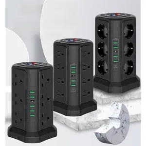 Tira de alimentación LDNIO, enchufe Vertical DE LA UE, enchufes de 12 vías con 5 USB, protección de circuito, torre de protección, toma de tira de alimentación