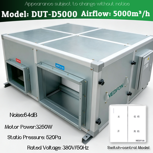 เครื่องเป่าลมแบบสองทิศทาง DUT‑D2500‑D6000 2500‑6000m³/ชม. 380V 50Hz ระบบระบายอากาศแบบติดเพดาน - Product Image 6